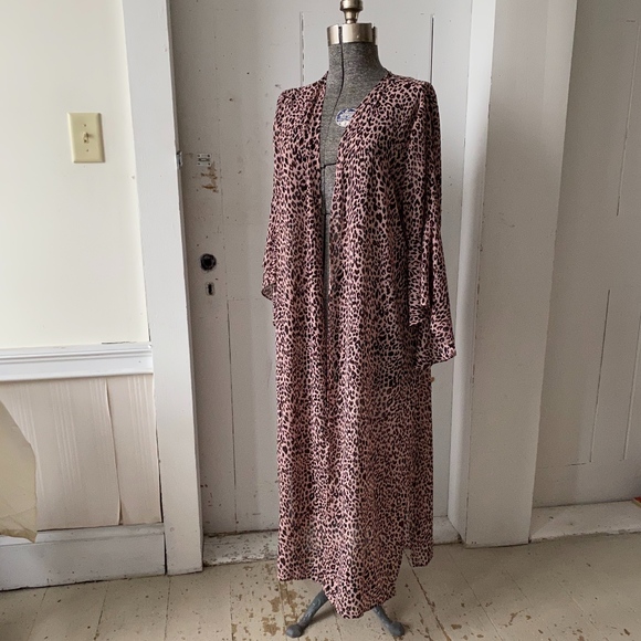 Umgee Leopard Print Sheer Kimono Duster Cardigan - Picture 4 of 5